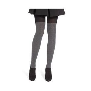 DKNY Ribbed Faux Over the Knee Sock Tights Gray Small 2298
